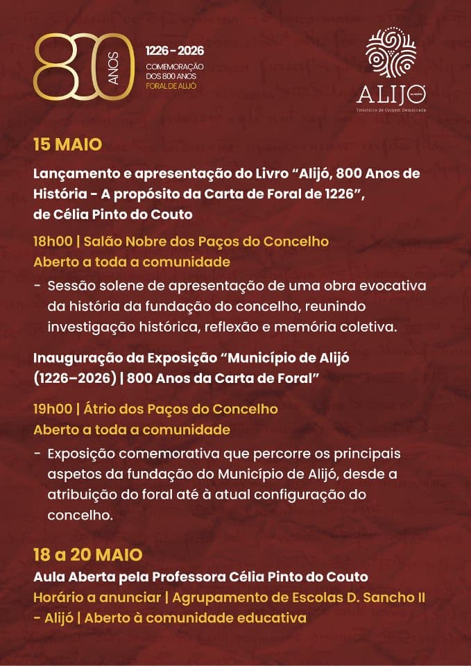Exposição “Município de Alijó (1226–2026) | 800 Anos da Carta de Foral”